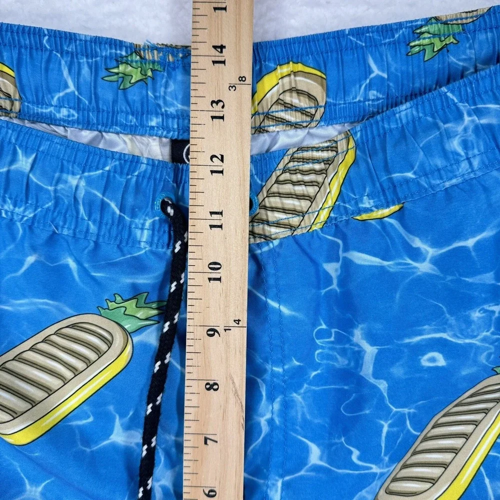 Neff Swim Trunks Men M Blue Pineapple Pool Float Print Board Shorts Beach Surf